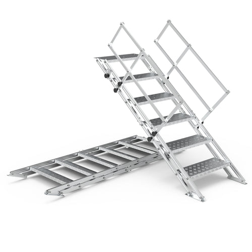 Foldbar Aluminiums trappe - 6 trin og gelænder